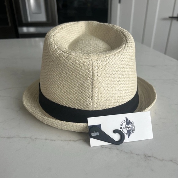 Dockers Straw Fedora Hat Men's Small/Medium Tan Hat With Black Bands - Picture 3 of 6